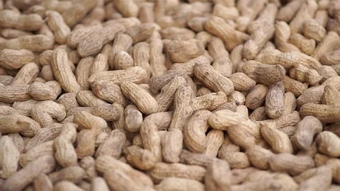 Dolly slow motion sprinkle peanut on the bamboo basket. Stock Footage 102477900