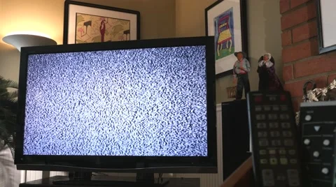 Dolly In to Static on Big Screen TV 4K Stock Footage 40429562