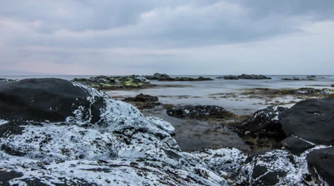 DOLLY TIMELAPSE ROCKS AND TIDE Stock Footage 32354272