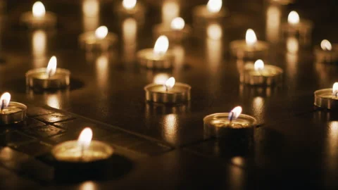 Dolly Towards Romantic Tealights Stock Footage 147475811