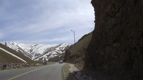 Dolly Tracking Pov Front Shot View Of Driving In a mountainous Country Road Stock Footage 97401308
