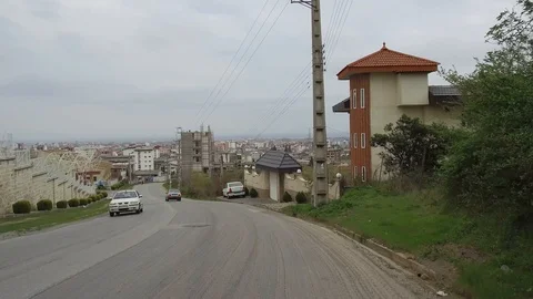 Dolly Tracking Pov Front View Of Driving In a city in the northern part of Iran Stock Footage 97400027