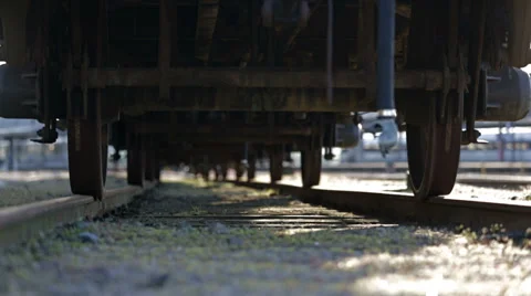 Dolly under old train Stock Footage 37226077