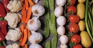 Dolly View Of A Geometrical Pattern Of Fresh, Healthy, Organic Vegetables Stock Footage