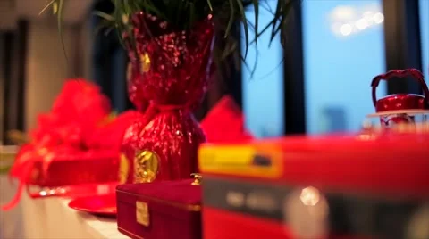 Dolly of wedding gift red concept  at wedding ceremony 動画素材 67258710