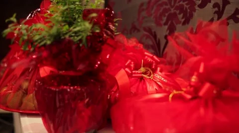 Dolly of wedding gift red concept  at wedding ceremony 動画素材 67258739