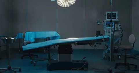 DOLLY IN WIDE view of an empty operating theatre in a modern clinic Stock Footage 88803773