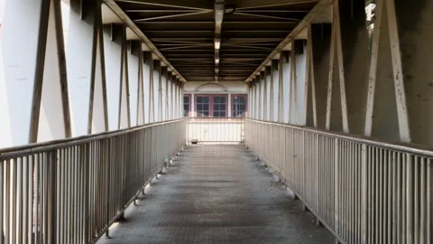 Dolly Zoom Out Of The Empty Pedestrian Overpass. Stock Footage 262139315