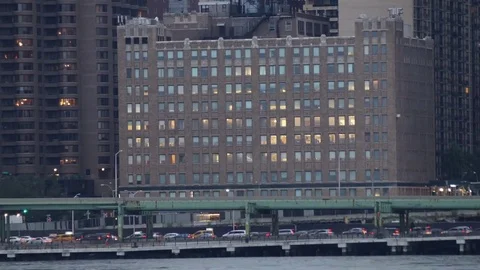 Dolly Zoom Time-lapse at Sunset in New York City Stock Footage 80164205