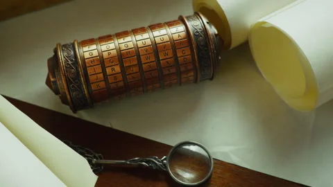 Dolly Zoom Toward Cryptex Puzzle, Suspenseful Code Breaking Scene Stock Footage 334088754