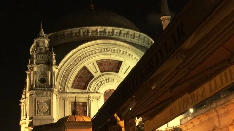 The Dolmabahce Mosque at night,  Turkey Stock Footage 104540087