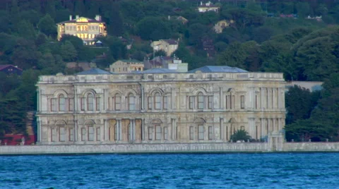 Dolmabahce Palace located in Bosphorus strait, Istanbul, Turkey Stock Footage 48237231