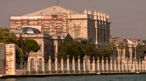 Dolmabahce Palace located in Bosphorus strait, Istanbul, Turkey Stock Footage 48237266