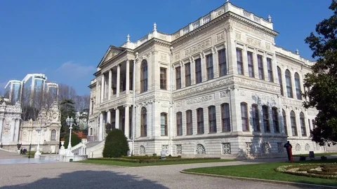 Dolmabahce Palace was ordered by the Ottoman Empire's 31st Sultan, Abdulmecid I Stock Footage 78348178