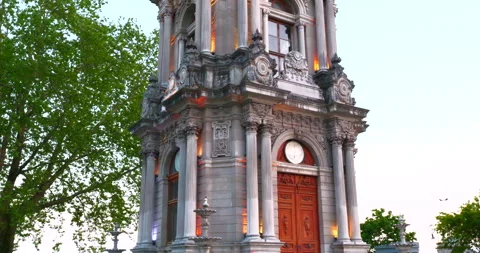 Dolmabahche, Dolmabahçe Clock Tower, Saat Kulesi, Istanbul, Turkey Stock Footage 308745492