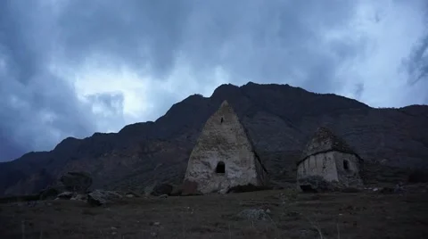 Dolmens on the background of dark sky Stock Footage 59571450