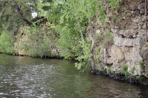Dolomite cliffs on Daugava Stock Photos