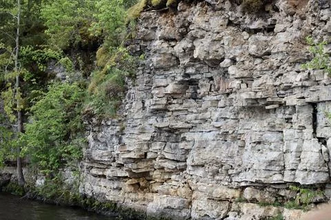 Dolomite cliffs on Daugava Stock Photos