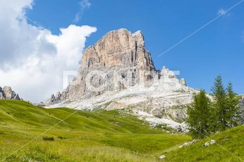 Dolomite peaks zero Stock Photos