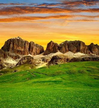Dolomite peaks,Sella Stock Photos