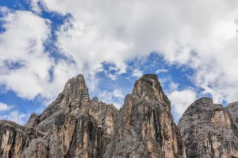 Dolomite ridge with typical stone structure and color Stock Photos