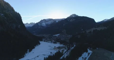 Dolomites high peak mountain range at alpine Italy. Aerial drone shot of Stock Footage 144451773