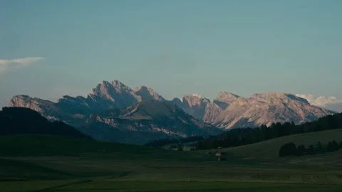 Dolomites Mountain Time Lapse Showing Sunset Transition over Alpine Meadows Stock Footage 331165701