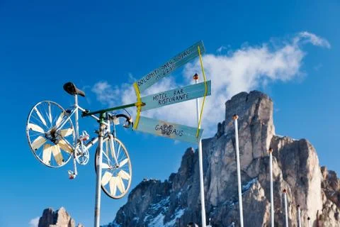 Dolomites: a paradise for the cyclists. Passo Giau, Cortina d'Am Stock Photos