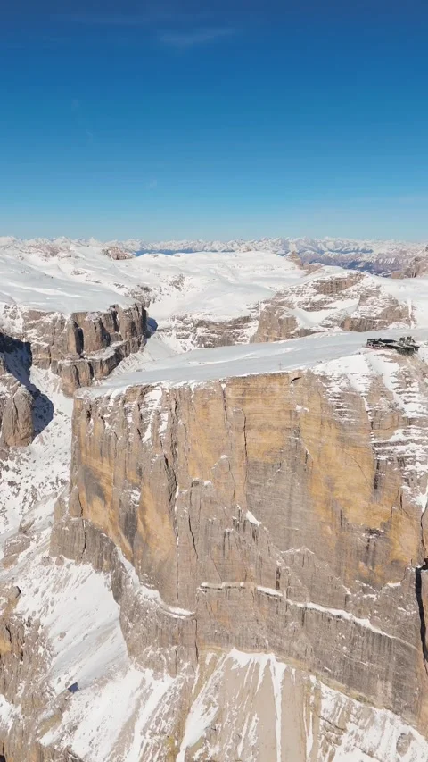 Dolomite's winter nature Alpine view frozen landscape Video stock 304030638