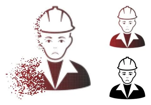 Dolor Damaged Pixel Halftone Engineer Icon Stockillustratie