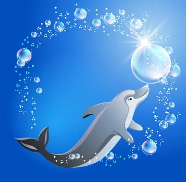 Dolphin and bubbles Stock Illustration