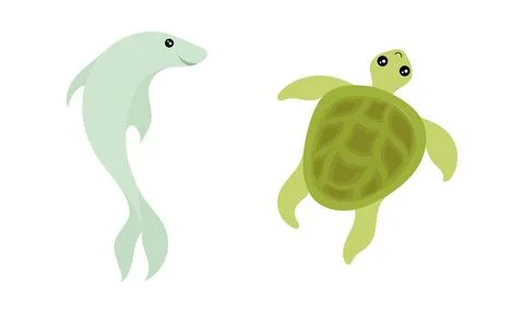 Dolphin and turtle illustration Illustrazione stock