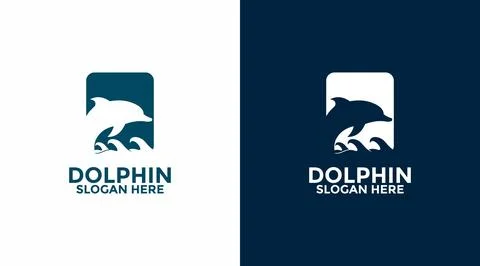 Dolphin App logo design vector, Dolphin Application logo icon template Stock Illustration