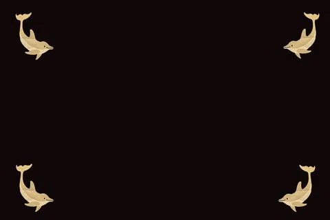 Dolphin Border Frame on Black Background Stock Illustration