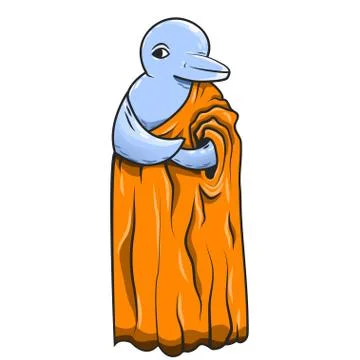 Dolphin buddhust on white background Stock Illustration