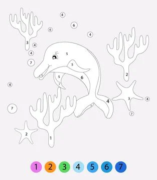 Dolphin coloring page. Stock Illustration