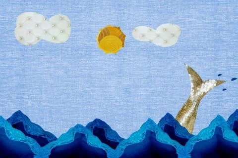 Dolphin diving into waves 스톡 일러스트