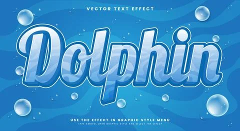 Dolphin editable text effect template Stock Illustration