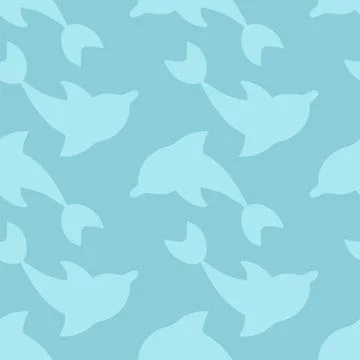Dolphin emerges from water. Reflection. Endless vector pattern. 스톡 일러스트
