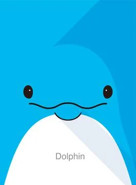 Dolphin face flat icon design, vector illustration Stock Illustration