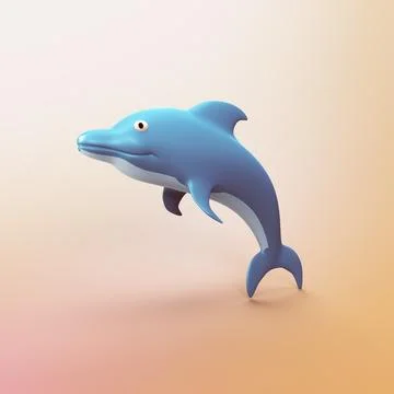 Dolphin fish - stylized 3d CGI icon object Stock Illustration