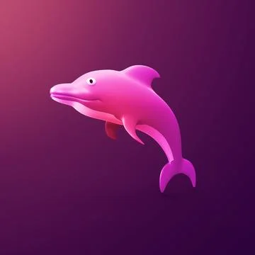 Dolphin fish - stylized 3d CGI icon object, Not gen Ai Stock Illustration