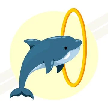 Dolphin-with-hoop Stock Illustration