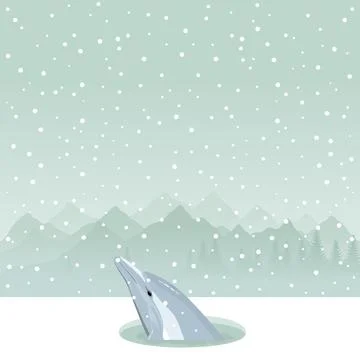 Dolphin in an ice-hole Stock Photos