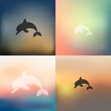 Dolphin icon on blurred background Illustrazione stock