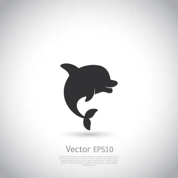Dolphin icon or logo. Black vector Ilustração Stock