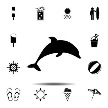 Dolphin icon. Simple glyph vector element of Summer icons set for UI and UX,  Stock Illustration