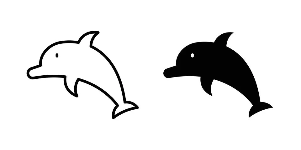 Dolphin icon symbol. Flat and Stroke Vector illustration Stock Illustration