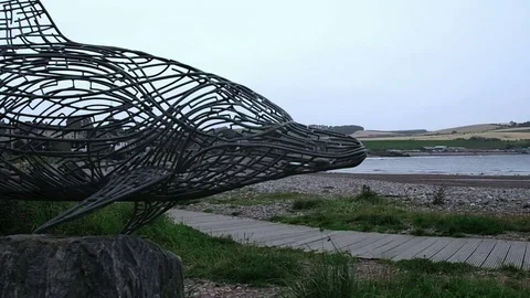 Dolphin iron sculpture Stock Footage 82274242