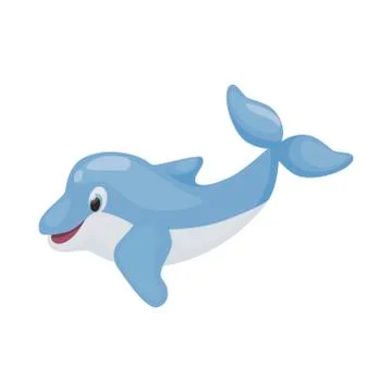 Dolphin jumping character vector illustration funny animal fun ocean mammal Stock Illustration